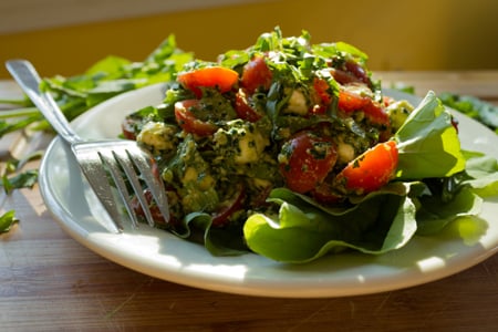 Arugula Caprese Salad with Kale Pesto Recipe | Boston Organics