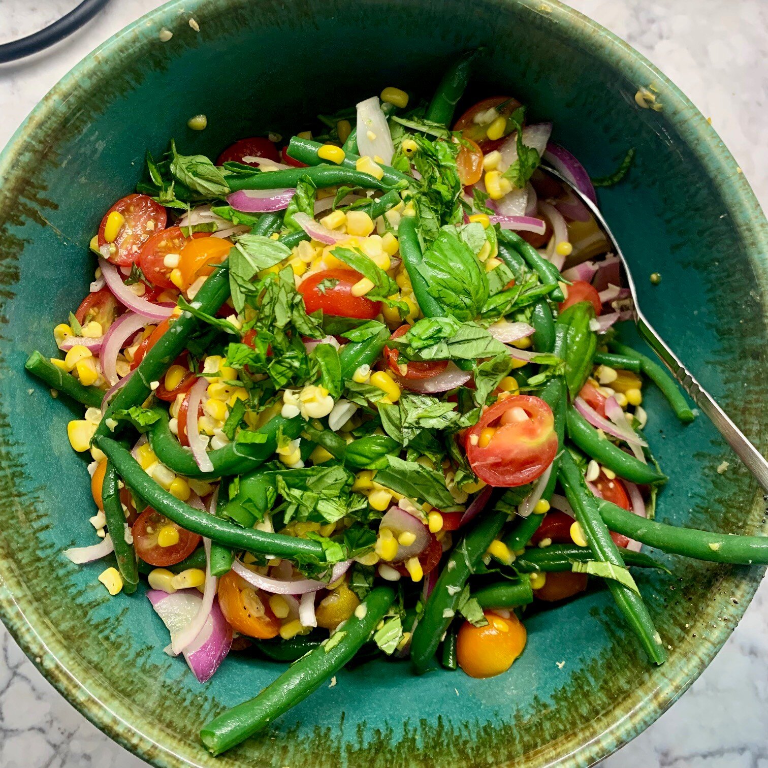 Green-Bean-Salad-with-Corn-Cherry-Tomatoes-and-Basil