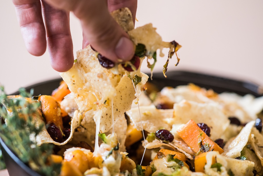 Boston Organics - Cranberry, Butternut and Brussels Sprout Skillet Nachos