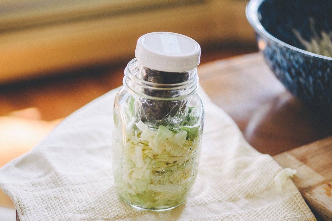 Sauerkraut in progress. 