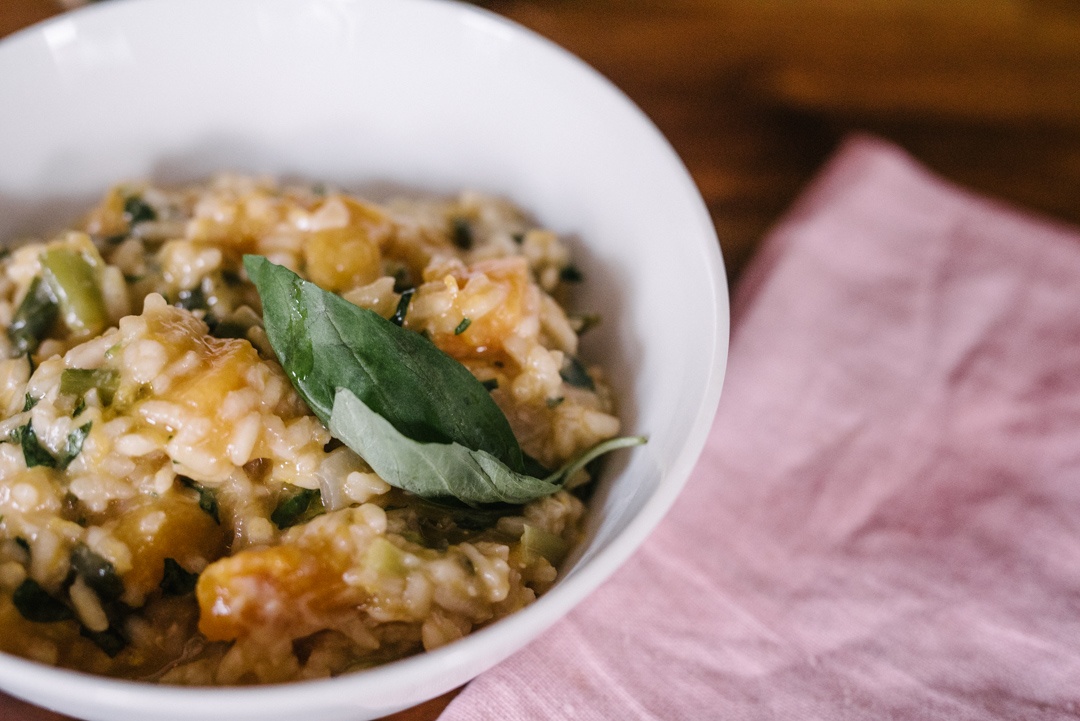 Boston Organics - Risotto with Basil, Leeks and Winter Squash