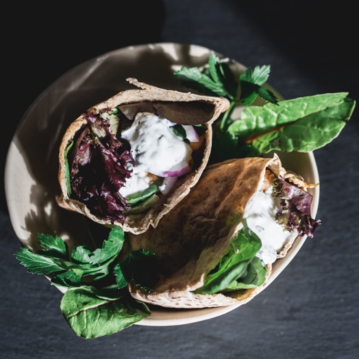 chickpea-pita-pockets-with-greens-and-minted-yogurt